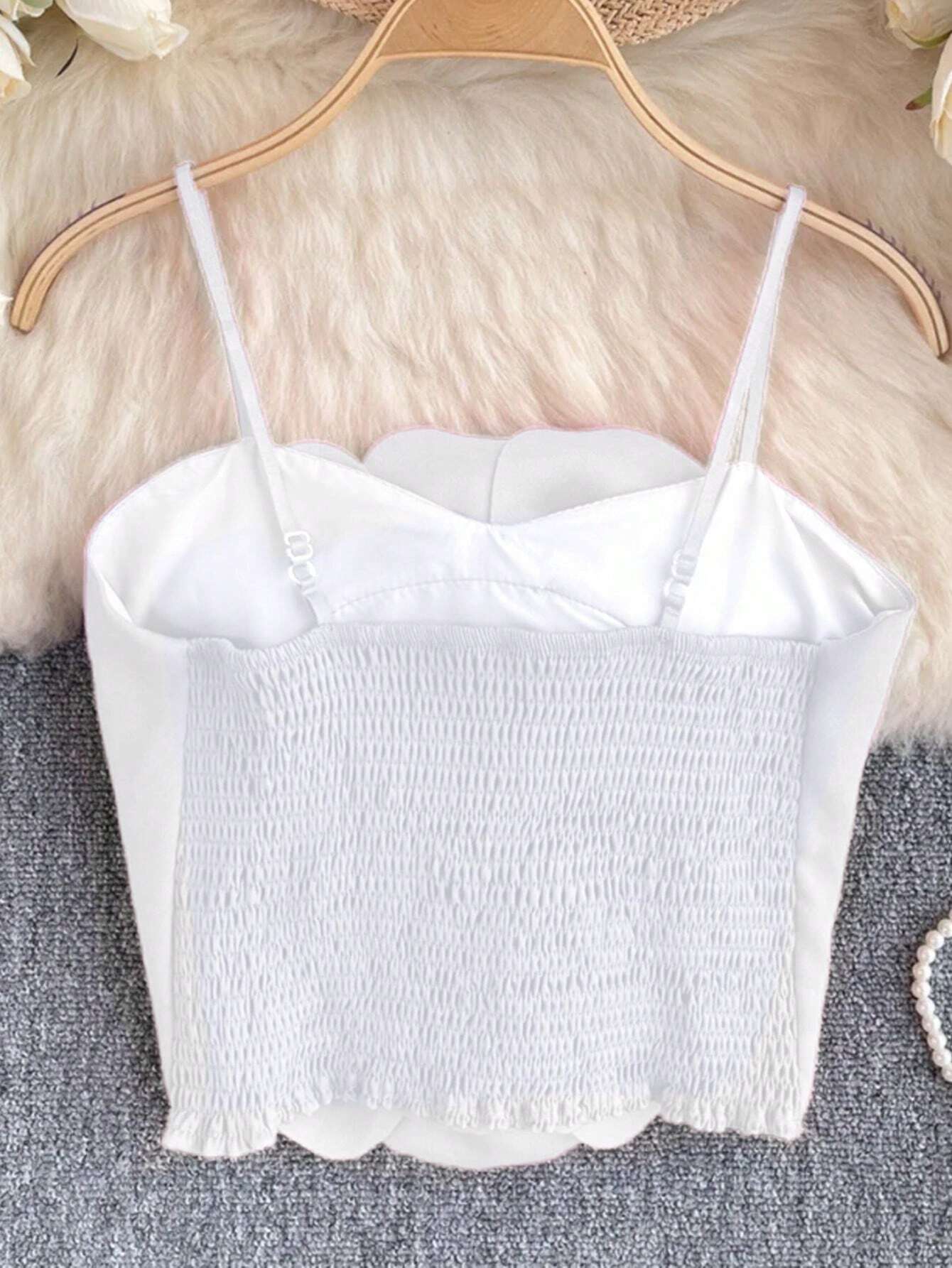 SHEIN INAWLY Women's Solid Color 3D Floral Decor Camisole Top