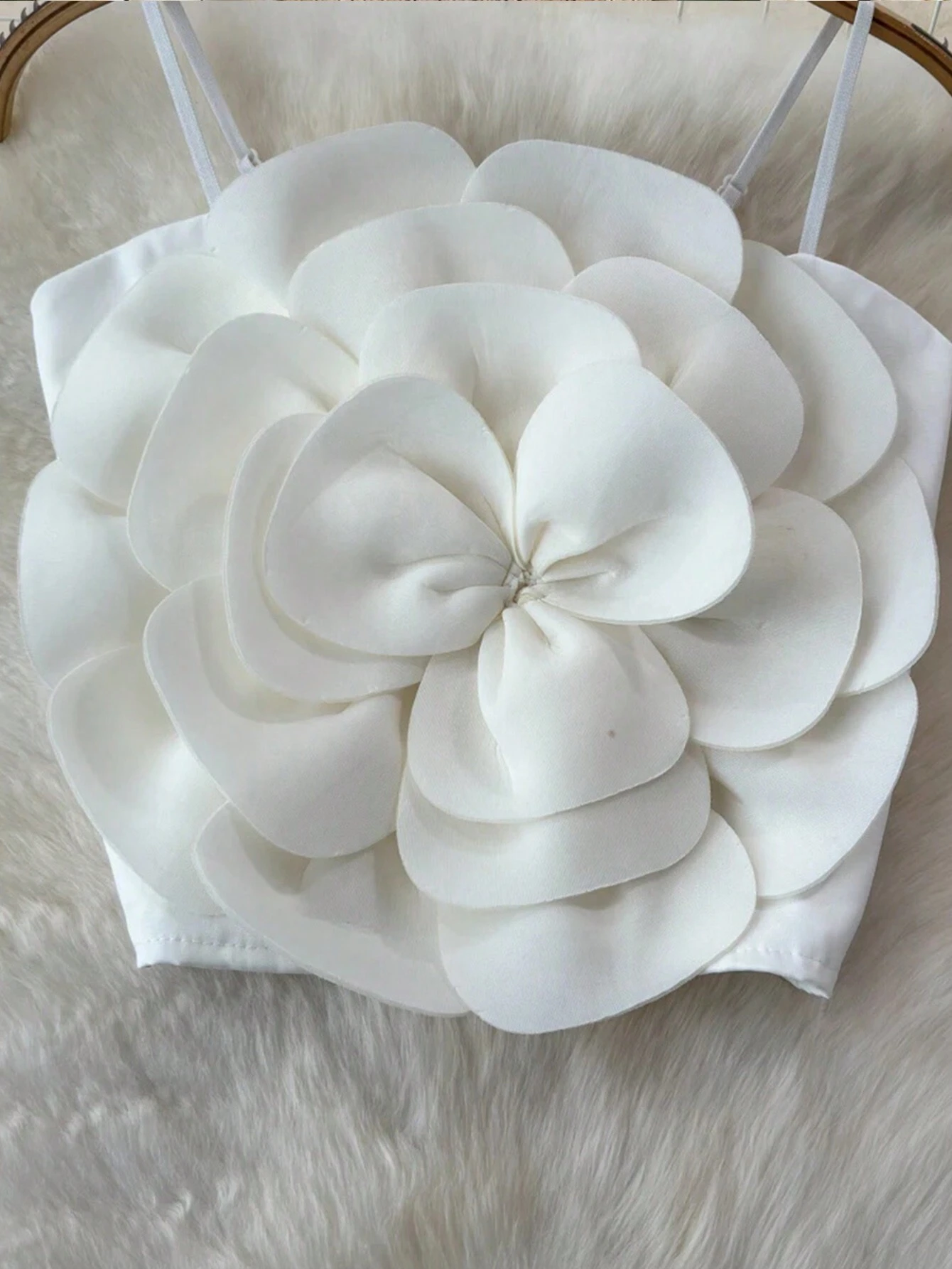 SHEIN INAWLY Women's Solid Color 3D Floral Decor Camisole Top