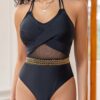SHEIN Ladies Fashion Sexy Style Summer Seaside Vacation Photo One-Piece Swimsuit