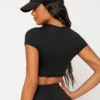 SHEIN BASICS Solid Mock Neck Crop Top