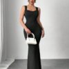SHEIN Privé Women's Backless Bowknot Sexy Long Dress