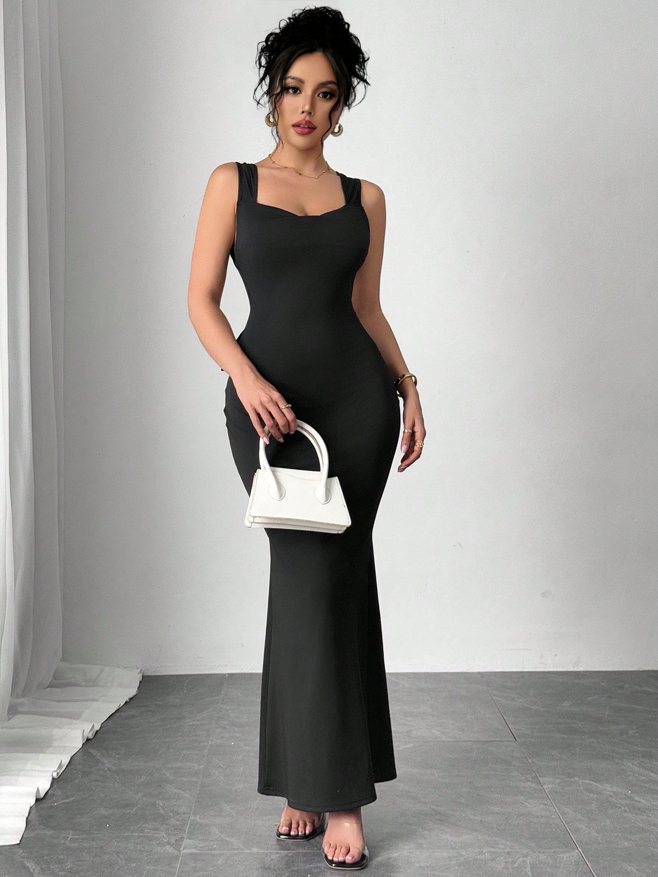 SHEIN Privé Women's Backless Bowknot Sexy Long Dress