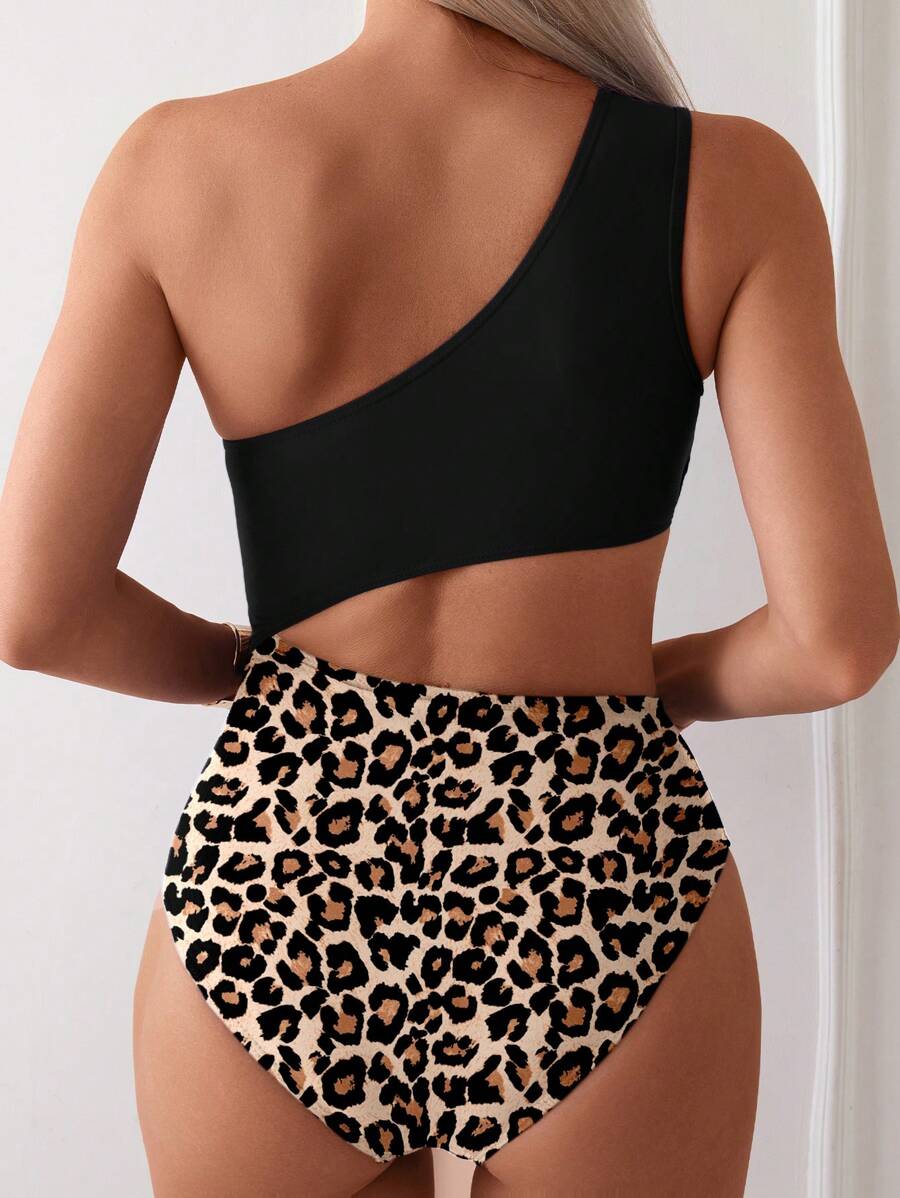 SHEIN Swim 1pc Women Sleeveless Leopard Print