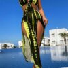 SHEIN Swim Summer Beach Tie-Dye Metal Ring Cutout Backless