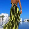 SHEIN Swim Summer Beach Tie-Dye Metal Ring Cutout Backless