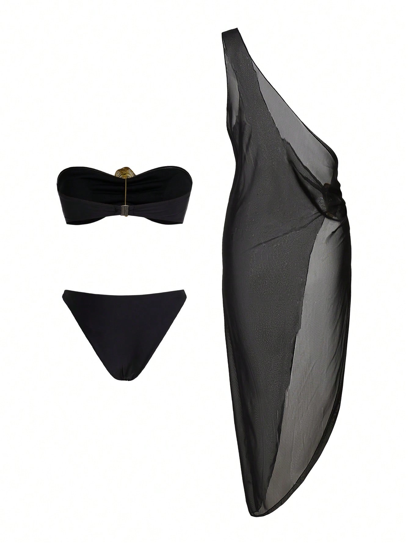 SHEIN Women's Metal Decor Bandeau Sexy Bikini Swimwear Set