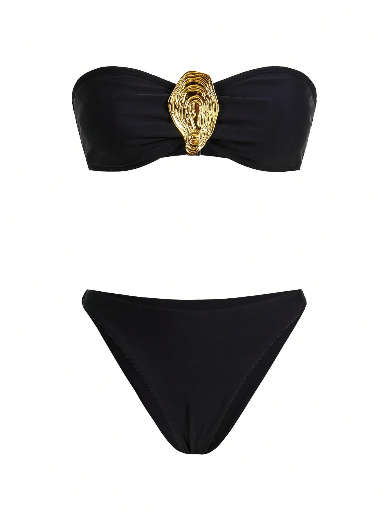 SHEIN Women's Metal Decor Bandeau Sexy Bikini Swimwear Set