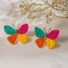 SHEIN imoli 1 Pair Bohemian Vacation Vibe Alloy Colorful Braided Raffia Butterfly Stud Earrings