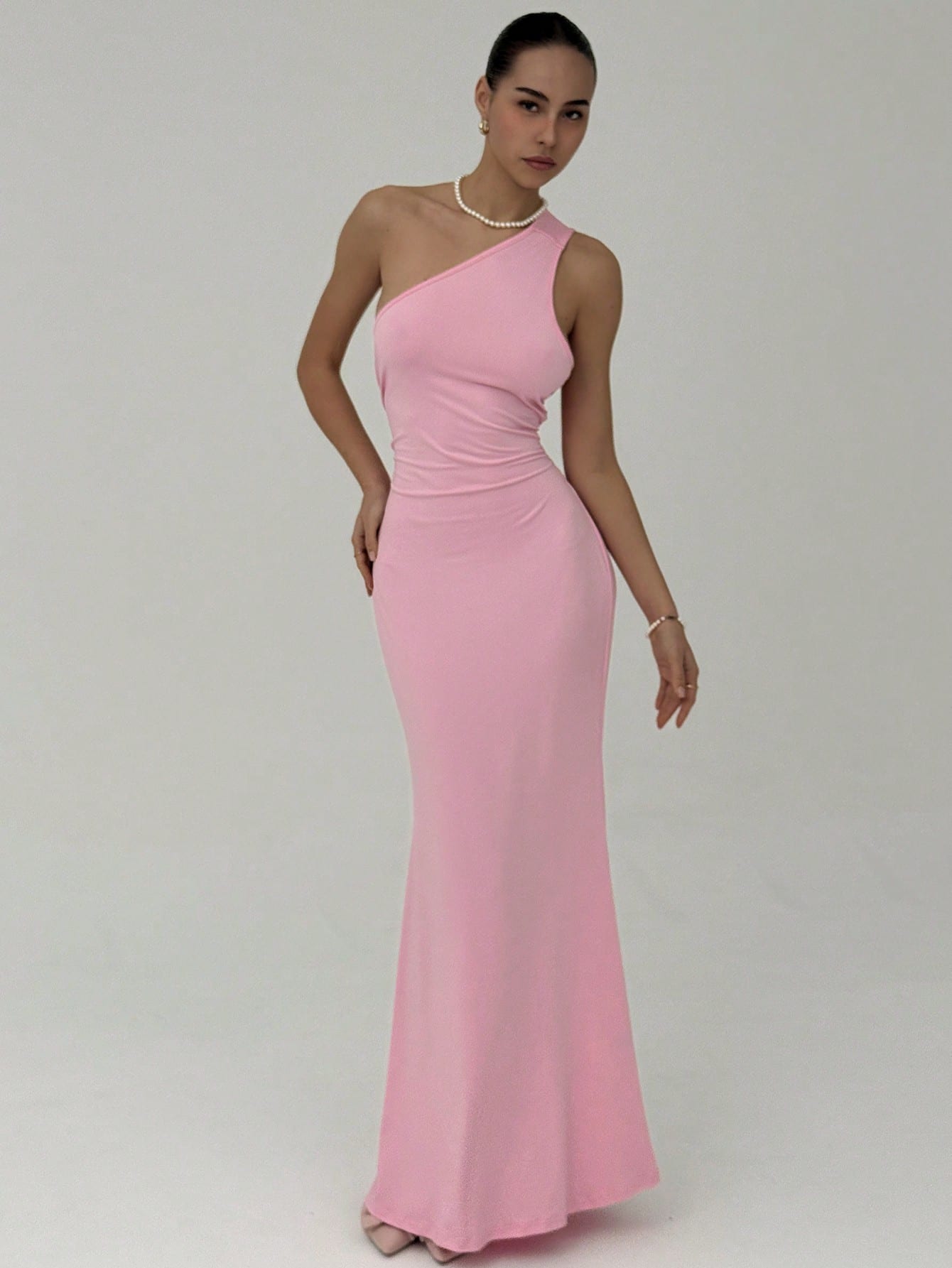 SHEIN Aloruh Solid Color Sleeveless Backless Twist Dress