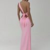 SHEIN Aloruh Solid Color Sleeveless Backless Twist Dress