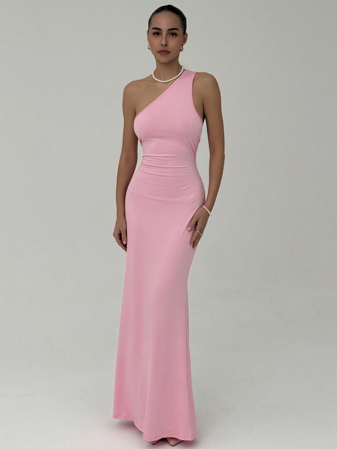 SHEIN Aloruh Solid Color Sleeveless Backless Twist Dress