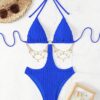 SHEIN Swim Chain Decor Solid Color Fashionable One-Piece Swimsuit