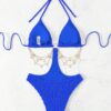 SHEIN Swim Chain Decor Solid Color Fashionable One-Piece Swimsuit