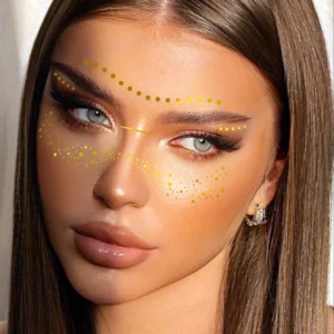 SHEIN 2 Pieces Combo Pack Metallic Golden Facial Decoration