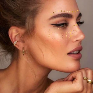 SHEIN 2 Pieces Combo Pack Metallic Golden Facial Decoration