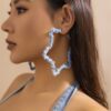 SHEIN Retro Fashion Exaggerated Denim Effect Hoop Earrings