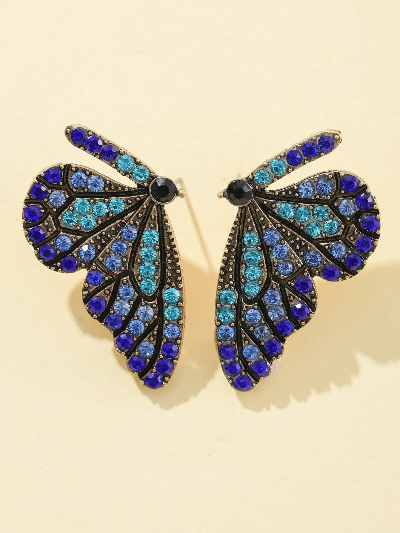 SHEIN Vintage Rhinestone Butterfly & Gem Earrings