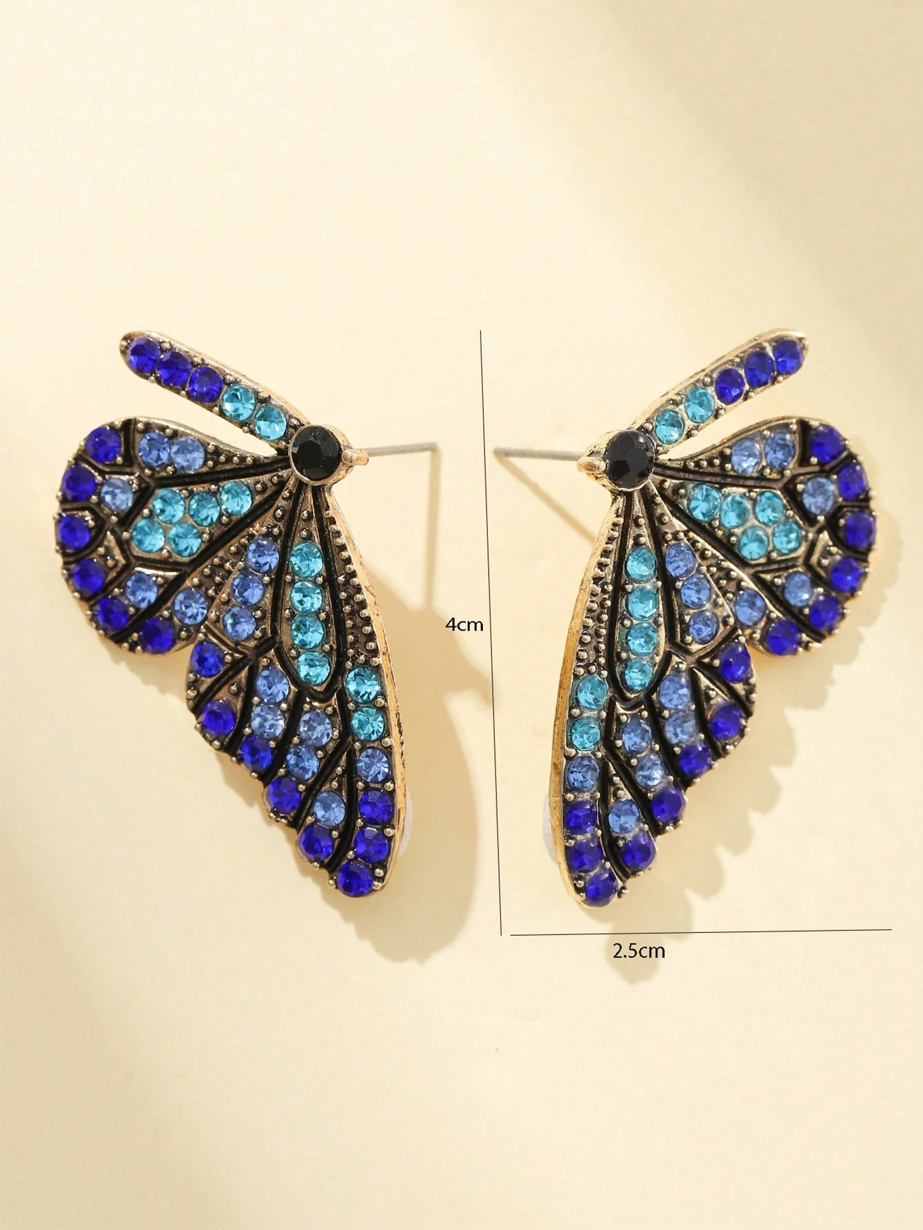 SHEIN Vintage Rhinestone Butterfly & Gem Earrings