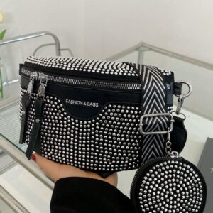 SHEIN 2pcs/Set Bling Rhinestone Fanny Pack & Chest Bag