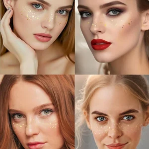 SHEIN 6pcs Glitter Face Tattoos Gold Freckles Sparkle