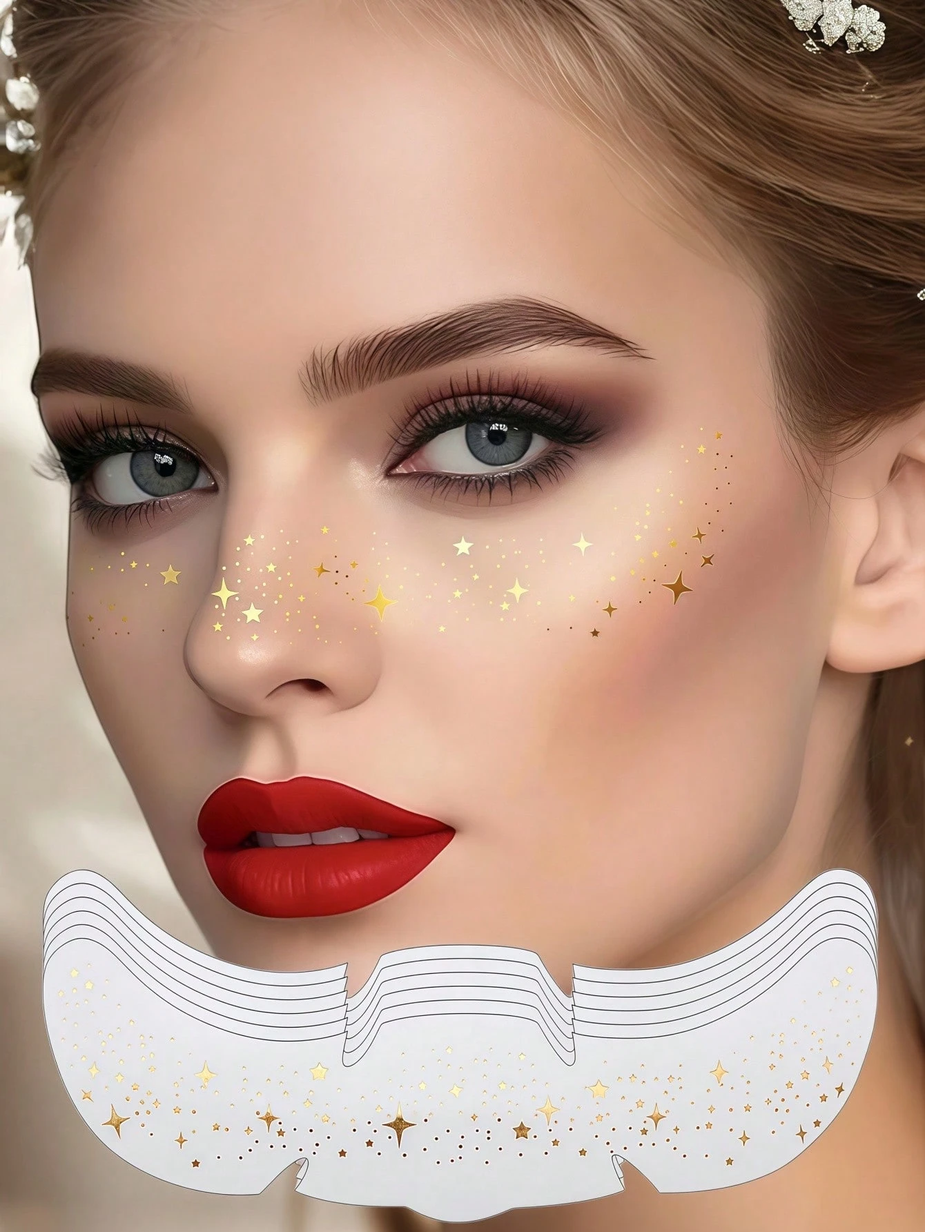 SHEIN 6pcs Glitter Face Tattoos Gold Freckles Sparkle