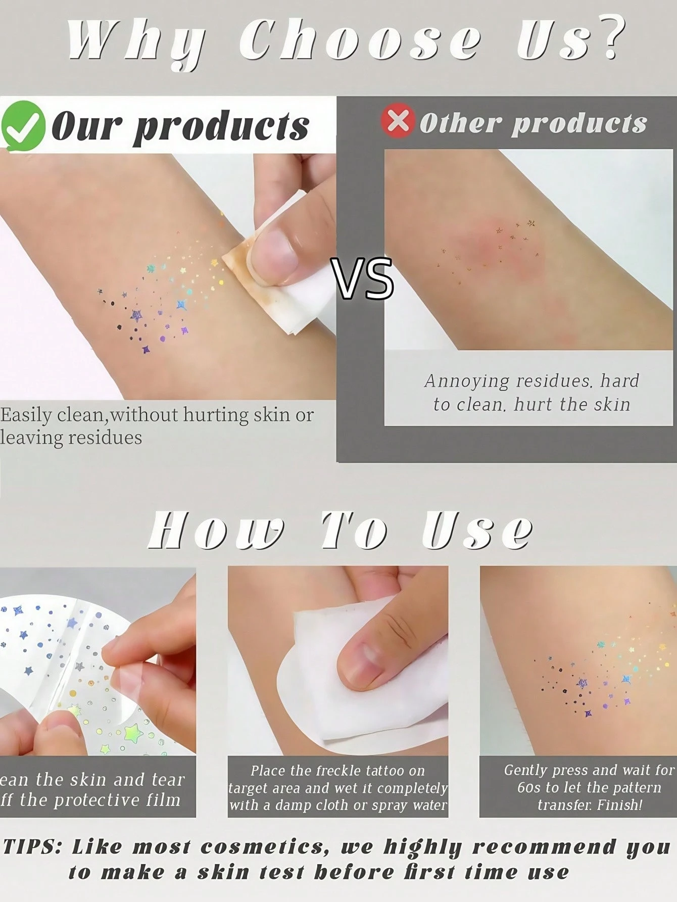 SHEIN 6pcs Sparkle Freckles Glitter Freckles Sliver Face Glitter Tattoo