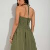 SHEIN COSMINA Women's Green Halter Mini Dress