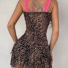 SHEIN EgrlEra Women's Sexy Fishnet Leopard Print Cami Slip Dress