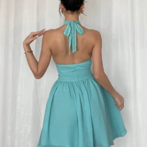 SHEIN Privé Women's New Elegant Halter Flared Short Dress