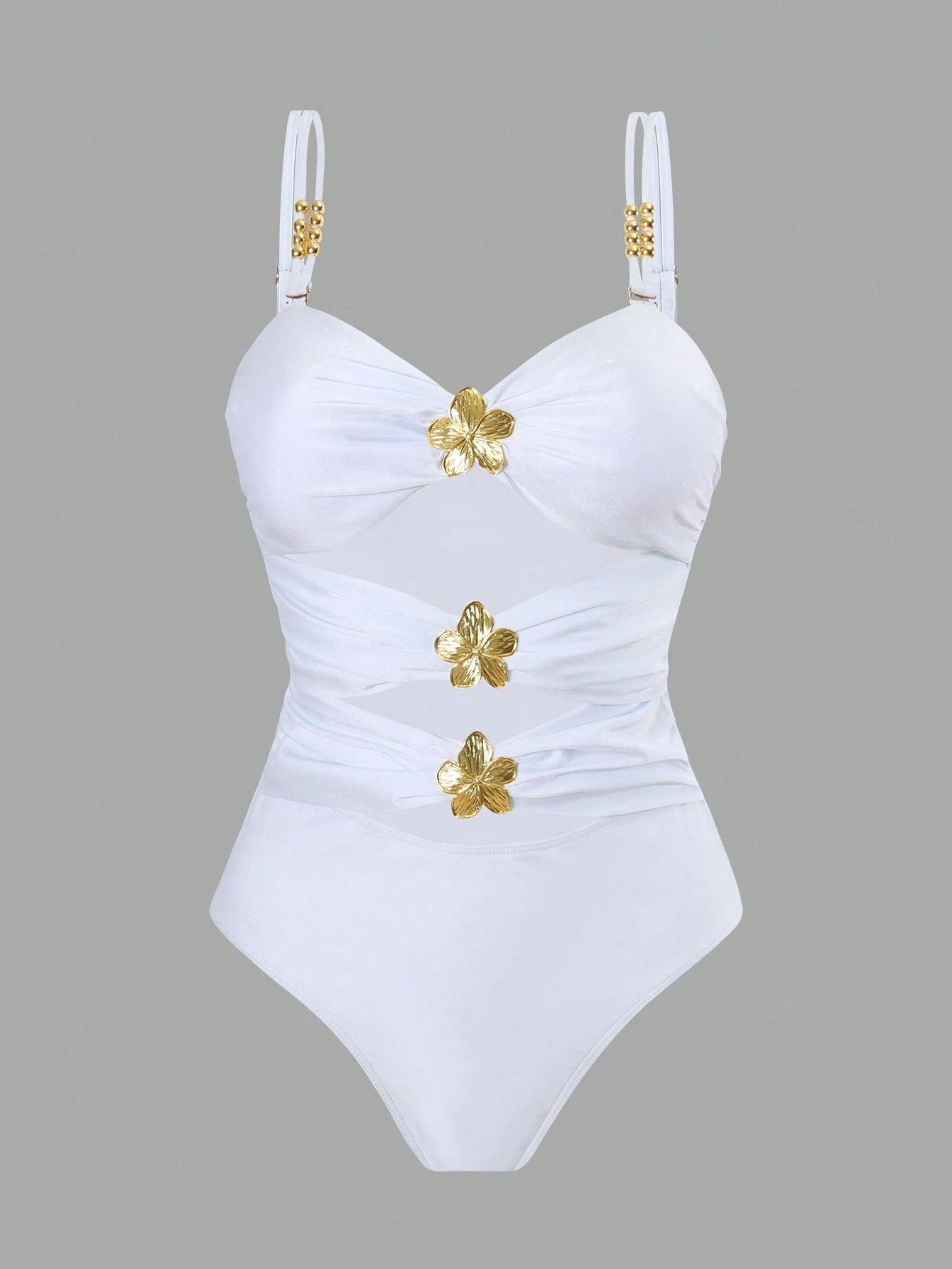 SHEIN Swim Spring Break White Double Strap