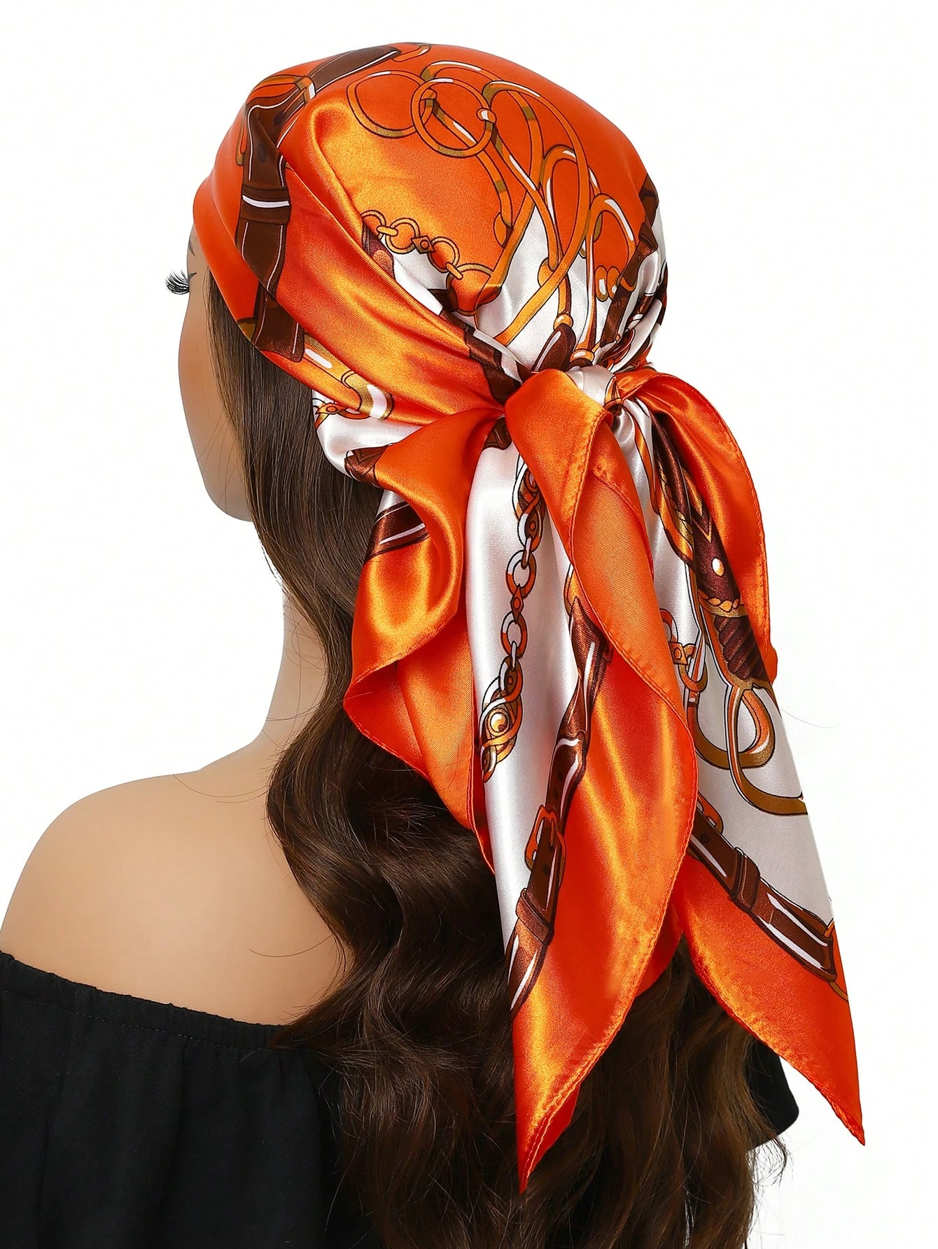 Fashion Chain Print Satin Scarf For Women,