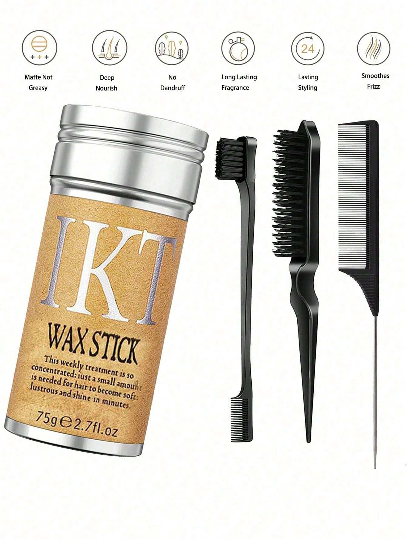 SHEIN ikt Hair Wax Stick Set, 4pcs/Set Detangling Wax Stick