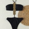 SHEIN Sexy Metal Decor Hollow Out Halter Monokini Swimsuit