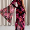 SHEIN Clasi Women Floral Print One Shoulder Long Sleeve Fitted Elegant Dress