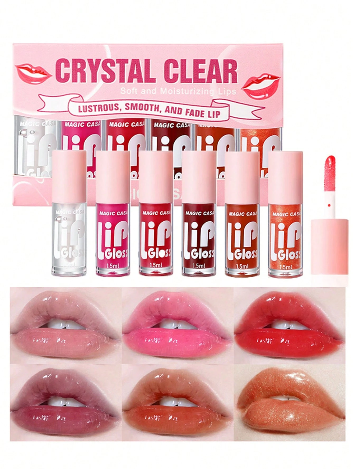 SHEIN 6 Colors Lip Oil Lip Stain, Watery Lip Oil Lip Tint Stain Set