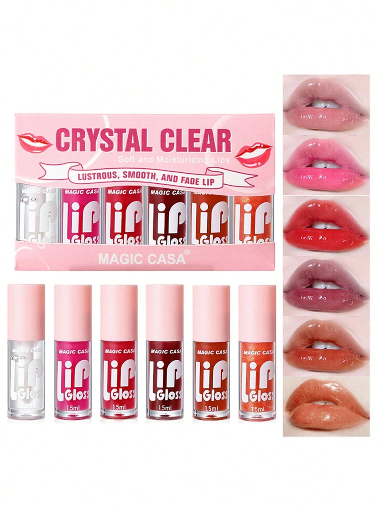 SHEIN 6 Colors Lip Oil Lip Stain, Watery Lip Oil Lip Tint Stain Set