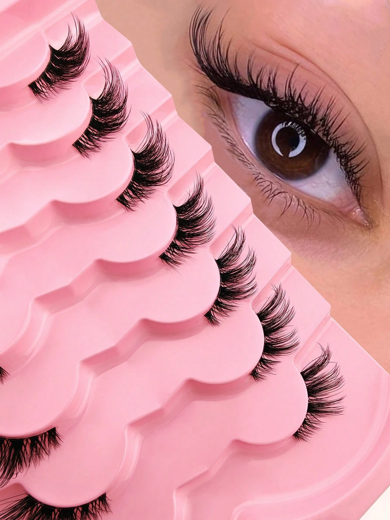 SHEIN 7 Pairs Half Lashes 14mm Cat Eye Tail Elongated Lashes