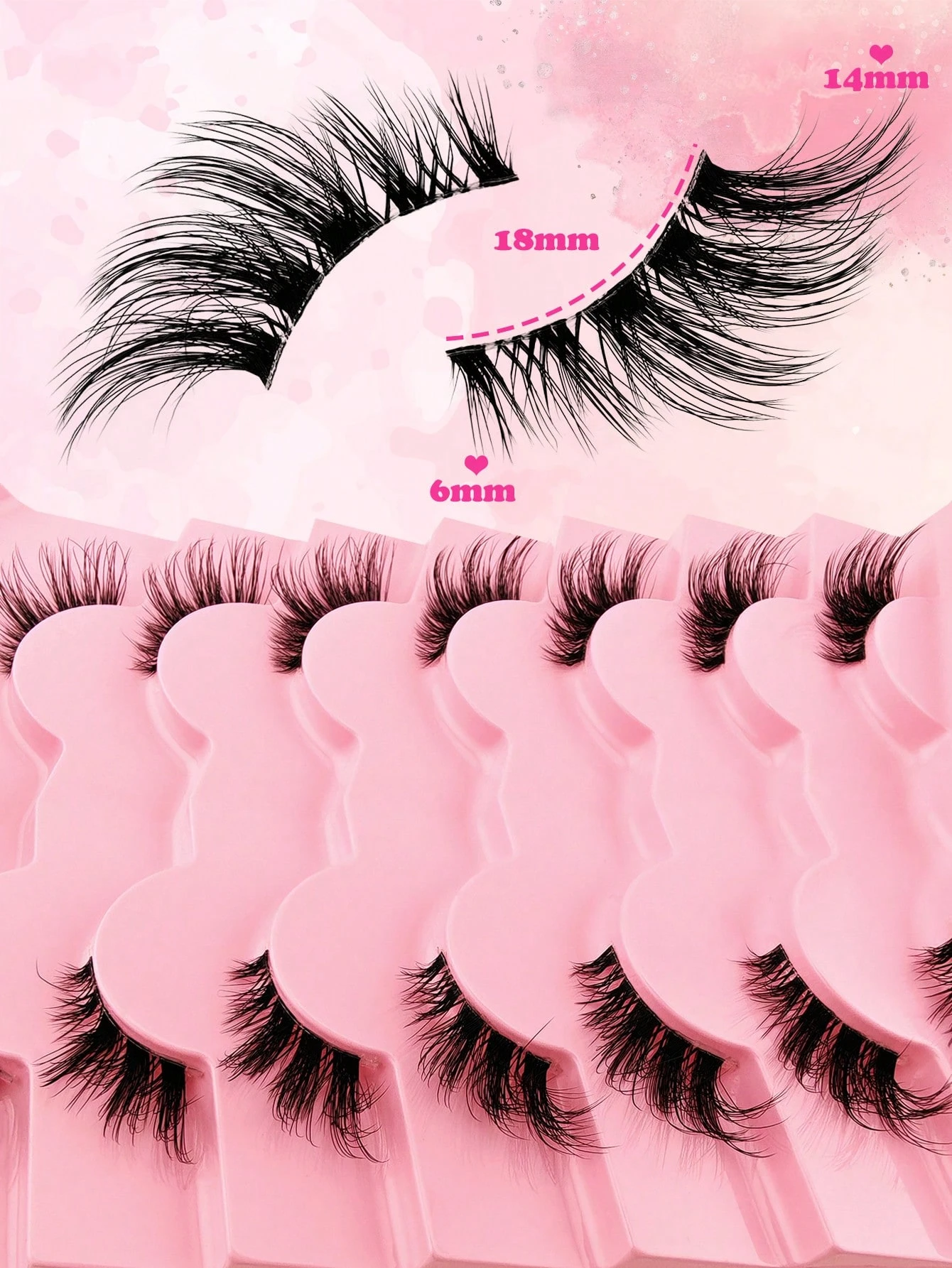 SHEIN 7 Pairs Half Lashes 14mm Cat Eye Tail Elongated Lashes