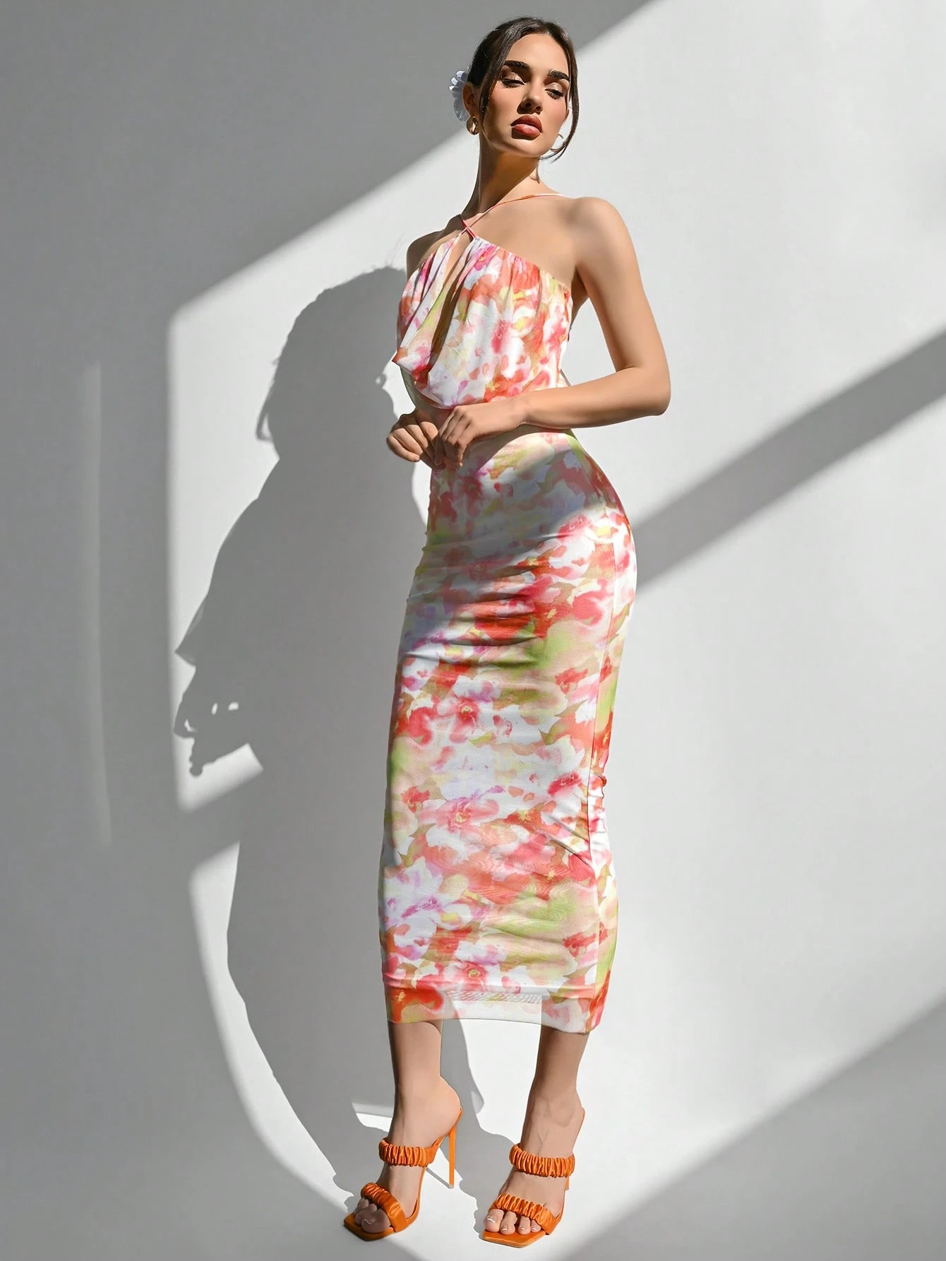 SHEIN Aloruh Romantic Date Sexy Halter Dress