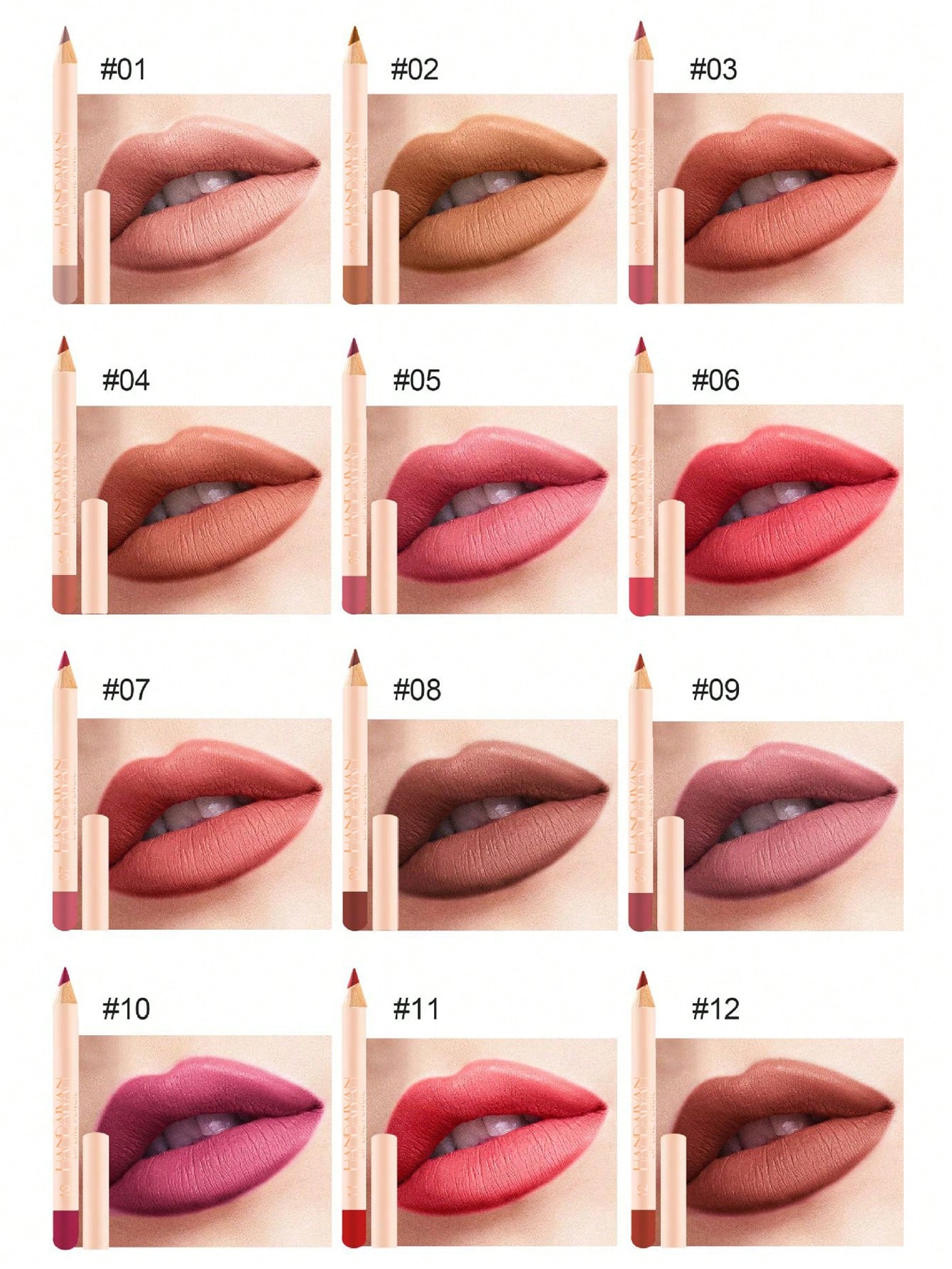 HANDAIYAN 12pcs Matte Lipstick & Lip Liner Set