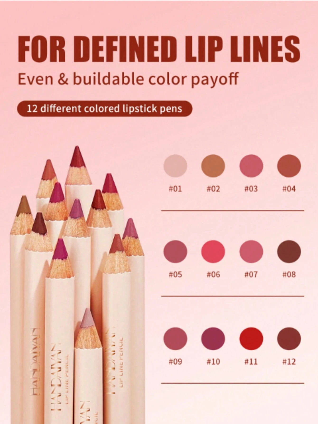 HANDAIYAN 12pcs Matte Lipstick & Lip Liner Set