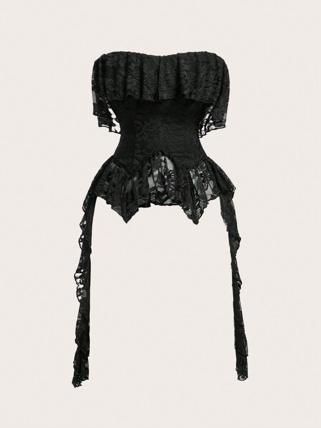 SHEIN MOD Women's Solid Color Knitted Lace Top