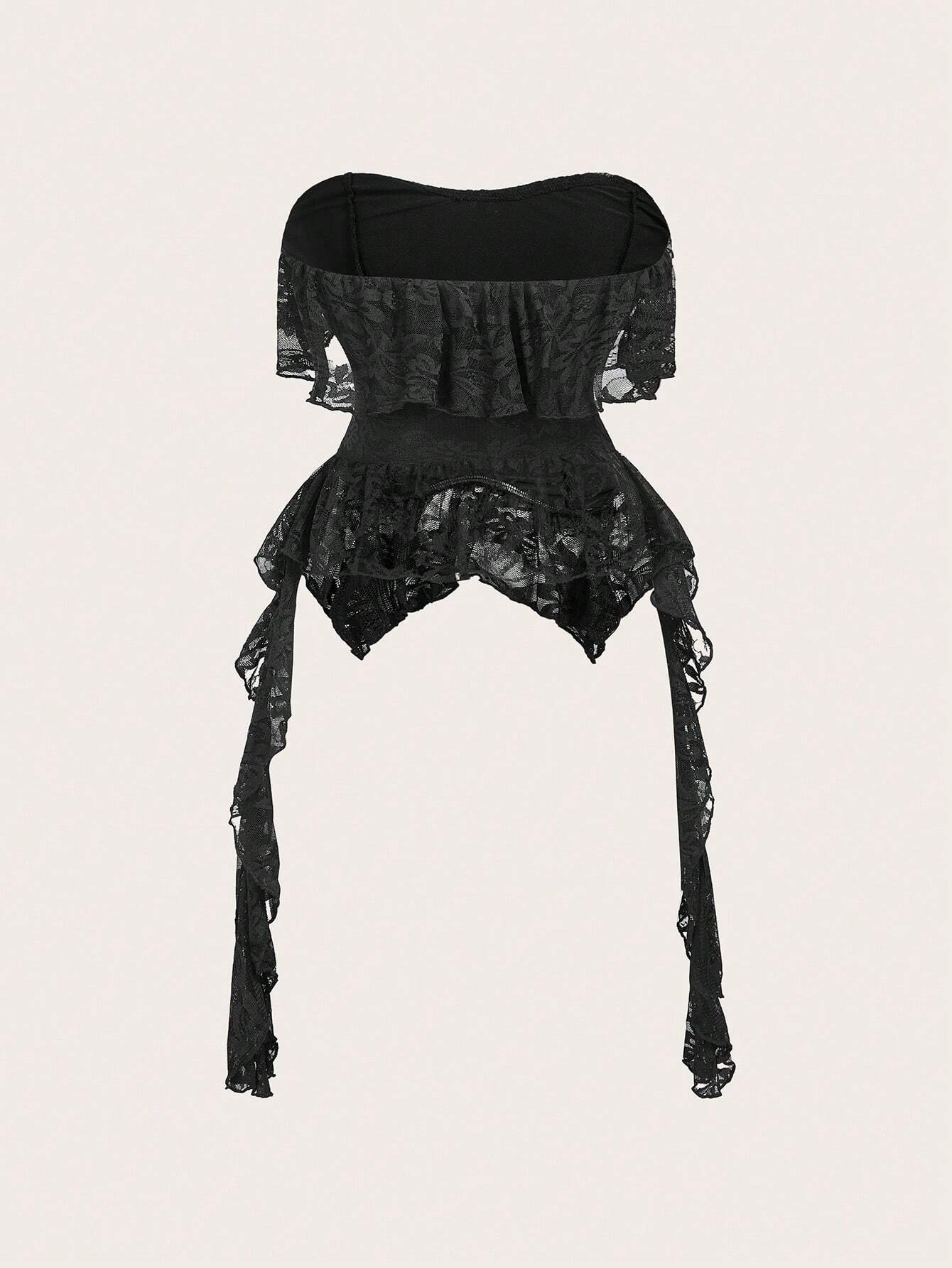 SHEIN MOD Women's Solid Color Knitted Lace Top