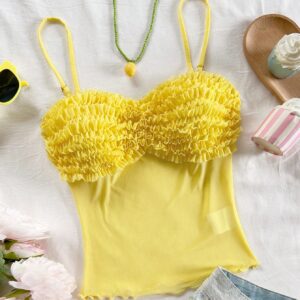 SHEIN Soleia Women Chiffon Frill Trim Cami Top
