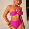 SHEIN Swim Oasis Women's 3pcs Hot Pink Sexy Bikini Set