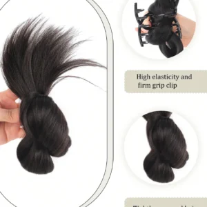 SHEIN Synthetic Wigs Low-Tied Ball Grab And Clip Style Hair