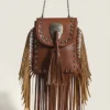 SHEIN Tassel Decoration Bohemian Brown Shoulder Messenger Bag