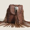 SHEIN Tassel Decoration Bohemian Brown Shoulder Messenger Bag