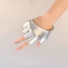 SHEIN 1 Pair Fashion Silver Fingerless PU Leather Gloves