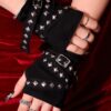 SHEIN Cool Rope Cross Rivet Gloves